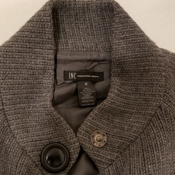 I-N-C Women’s Heavy Wool Grey Cropped Pea Coat – size M - Picture 15 of 15